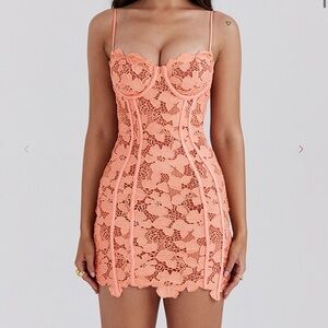 NWOT HOUSE OF CB ILLAYDA ORANGE SORBET MINI DRESSS SIZE M REG CUP